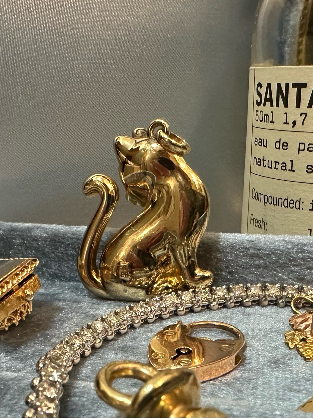 14k Gold Cat 1.25” Charm Pendant 3 Grams 585 - Picture 9 of 11